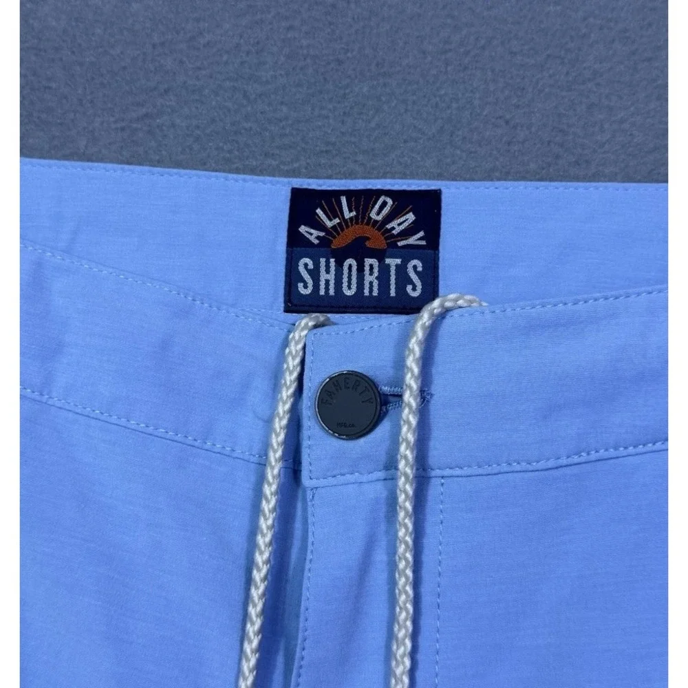 Faherty Shorts Mens 35 Baby Blue All Day Shorts Drawstring Athleisure Golf